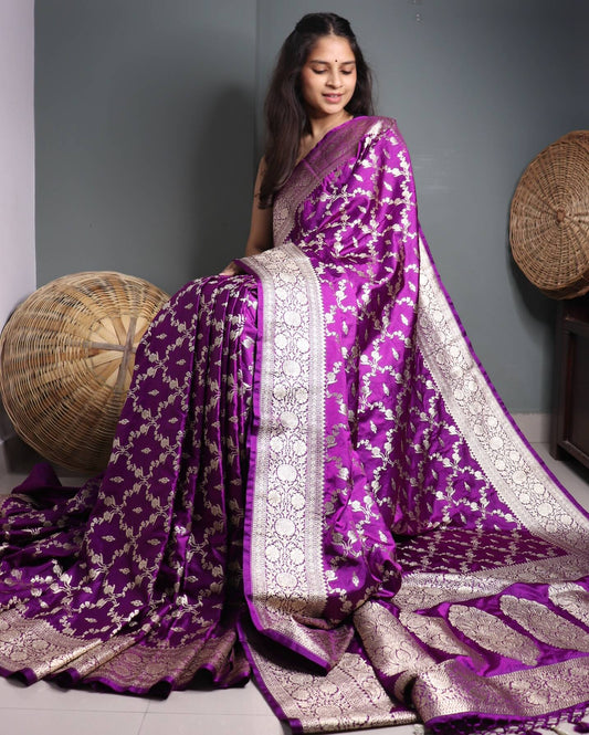 Purple Semi Mashru Silk Saree