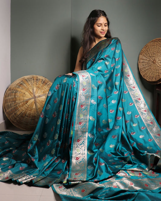 Rama Green Semi Katan Silk Saree