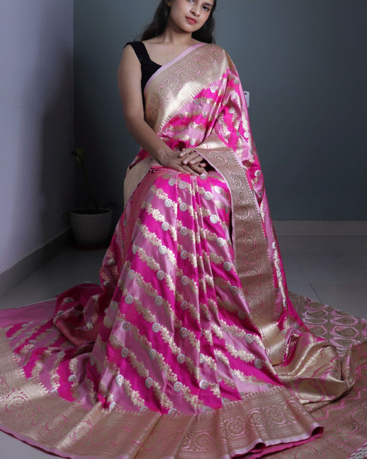 Pink Mashru Rangkat Banarasi Silk saree