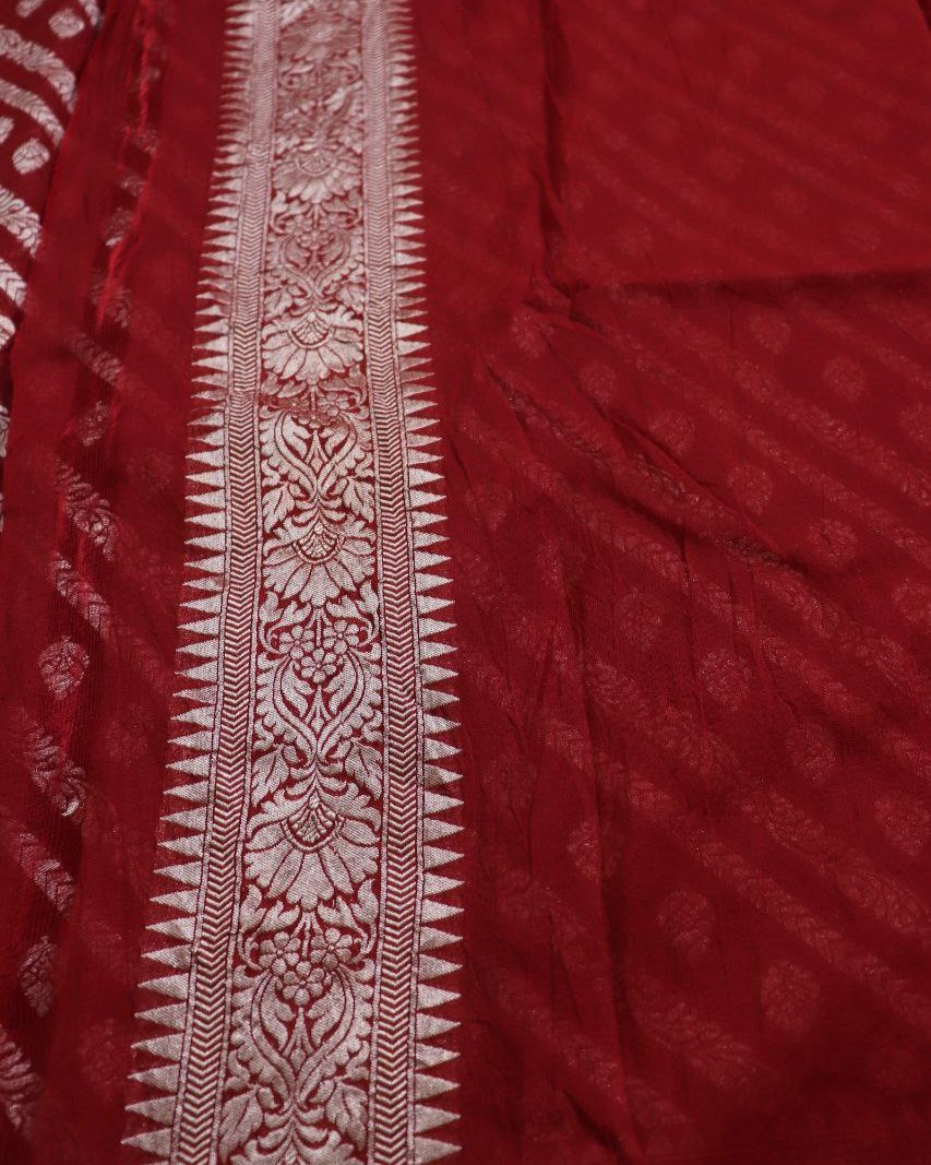 Maroon Semi Khadi georgette Saree