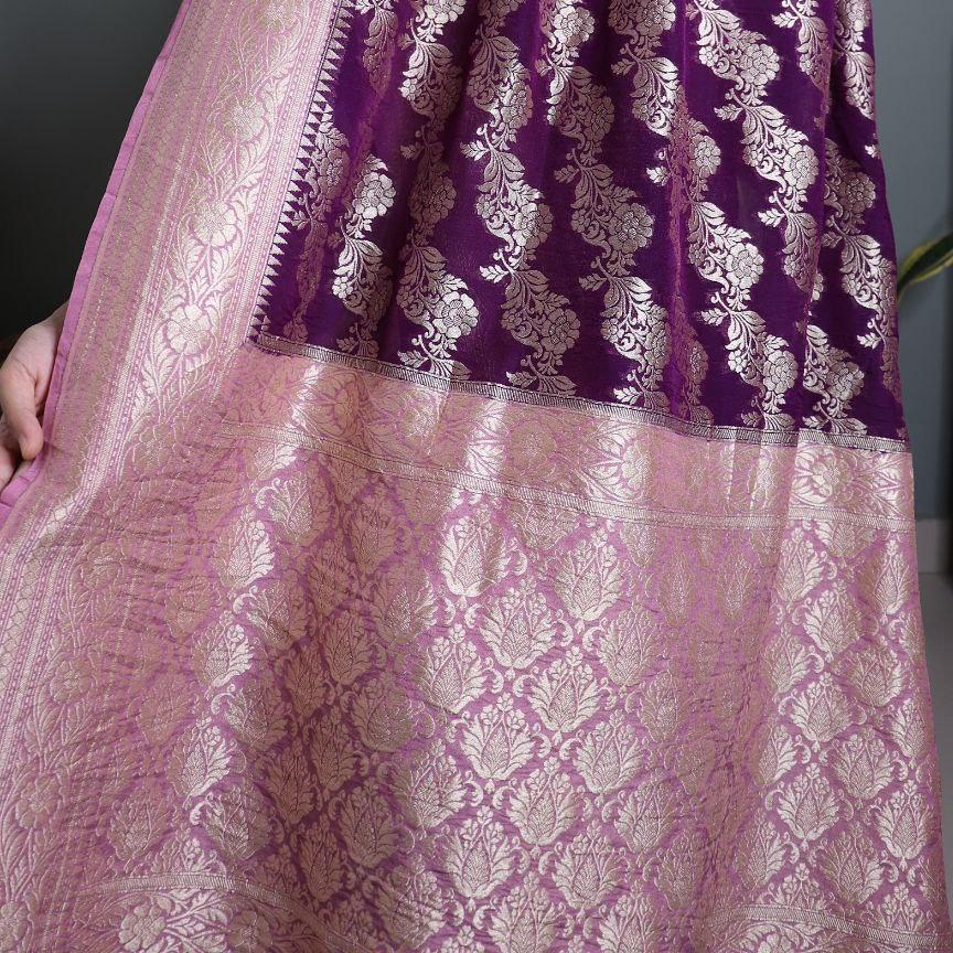 Deep Purple Khadi Georgette Saree