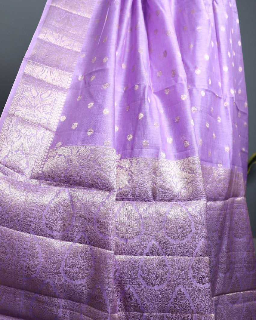 Lavender Pure Chanderi Silk Banarasi Saree