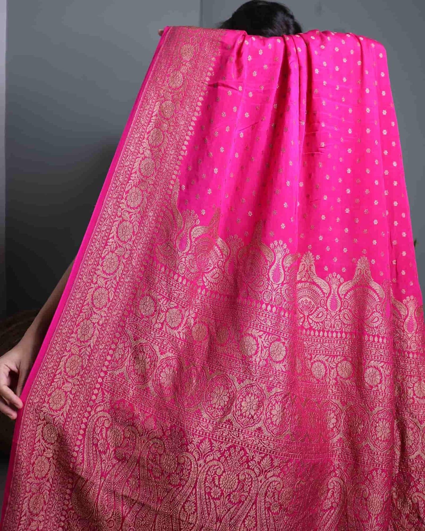 Rani Pink Khadi Crepe Georgette