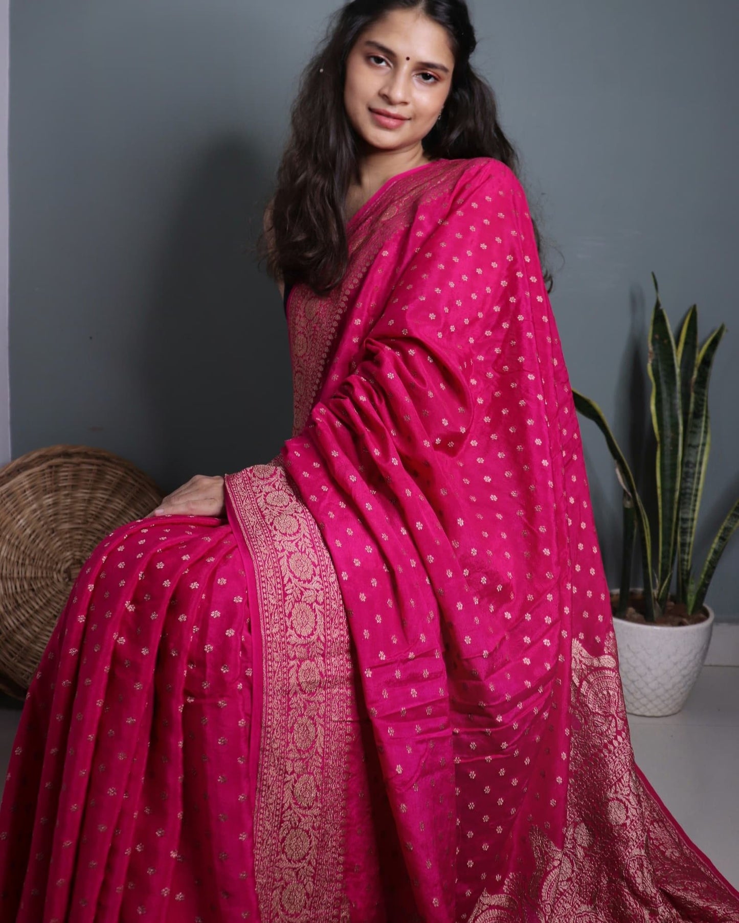 Rani Pink Khadi Crepe Georgette