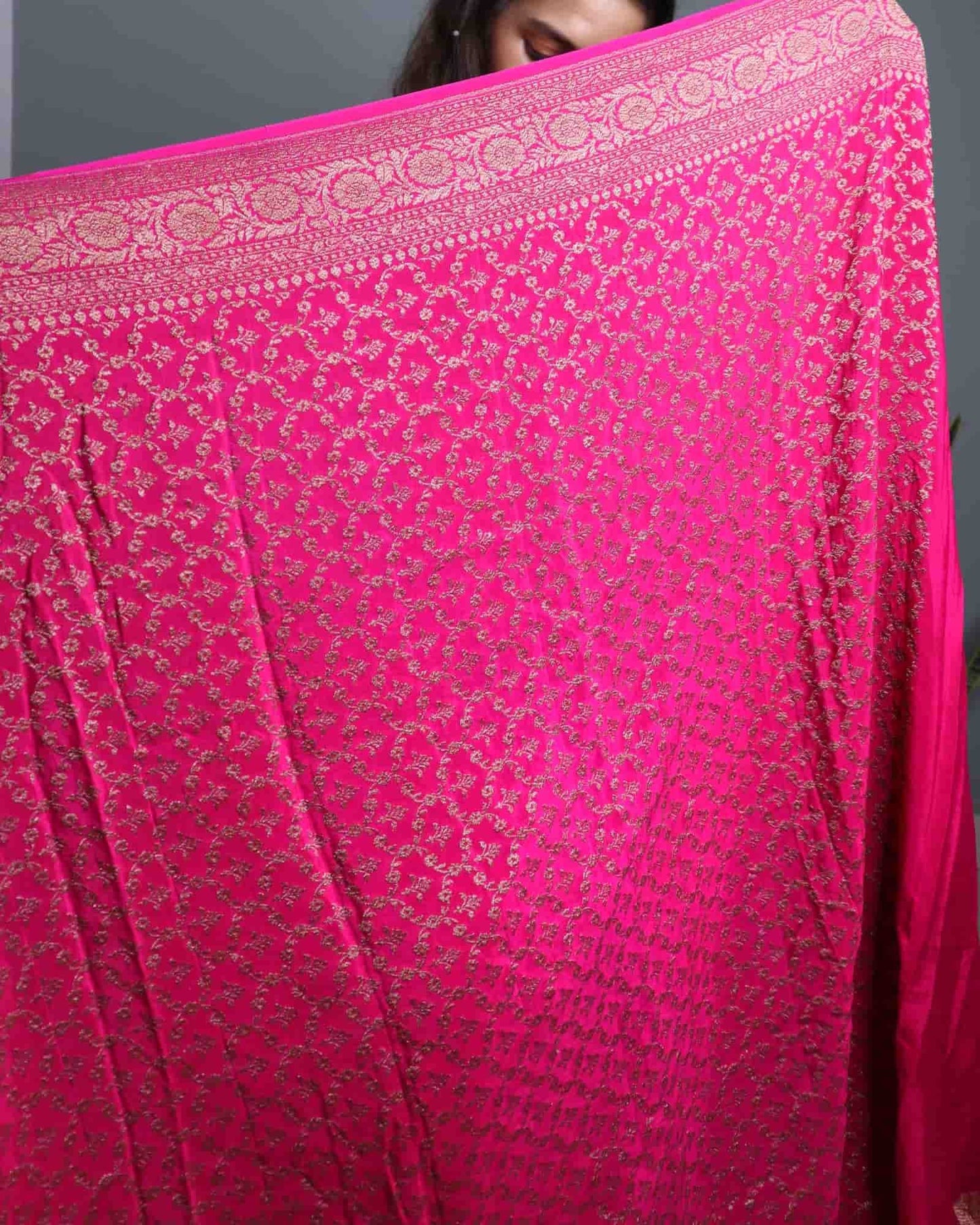 Rani Pink Khadi Crepe Georgette