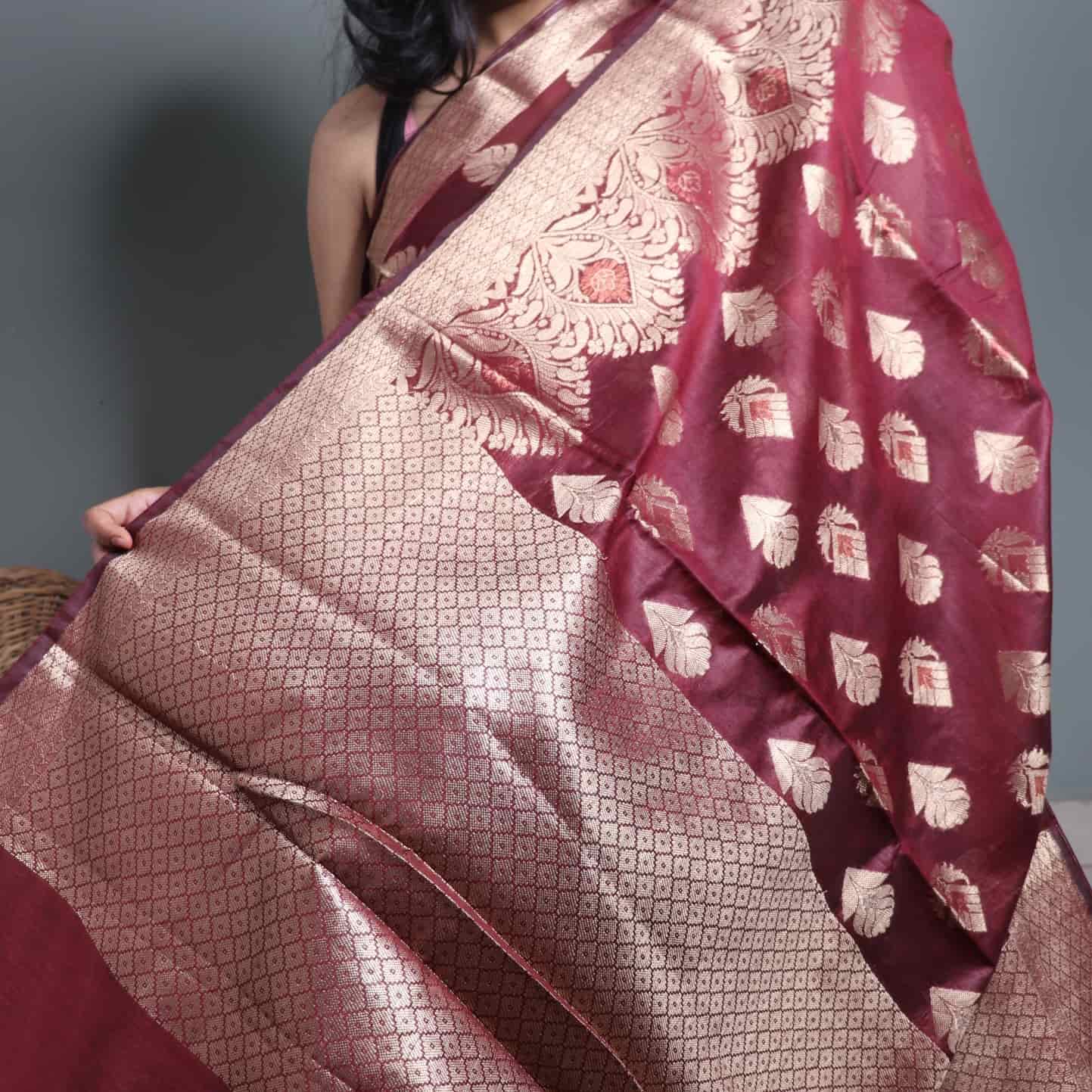 Brown Semi Monga Silk Banarasi Saree