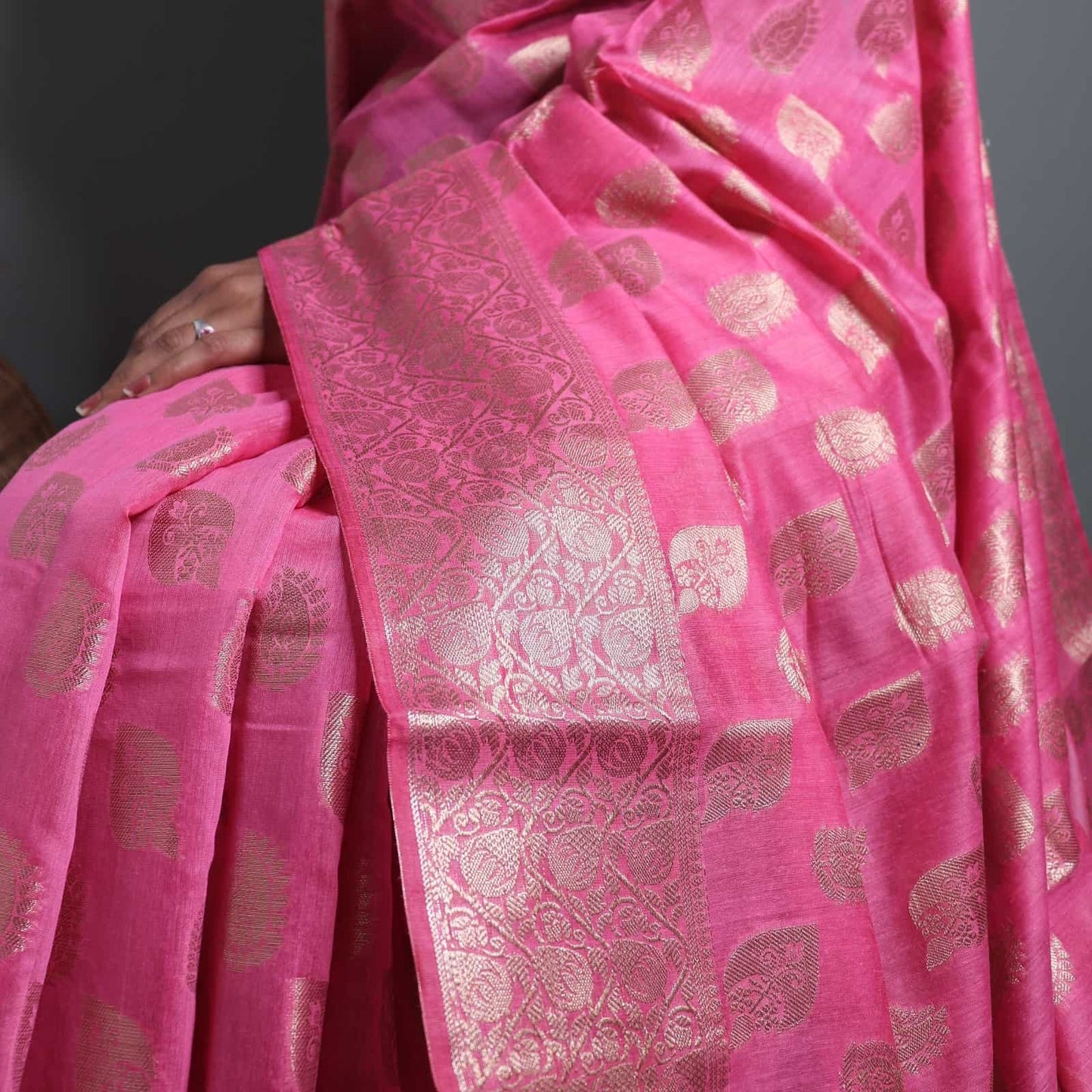 Pink Semi Monga Silk Banarasi Saree