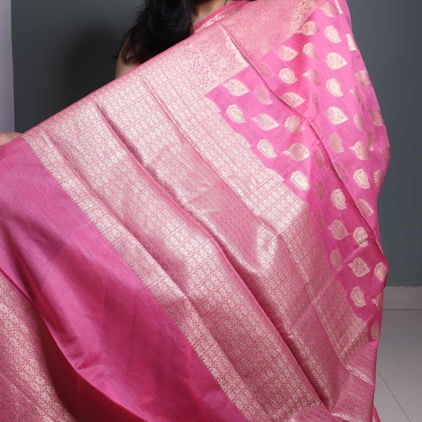 Pink Semi Monga Silk Banarasi Saree