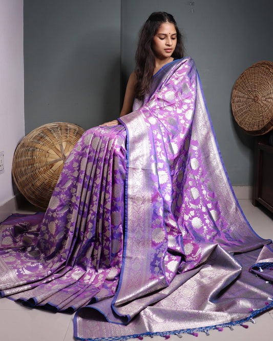 Lavender Semi Mashru Silk Banarasi Saree