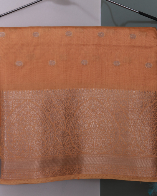 Orange Cotton Silk Saree