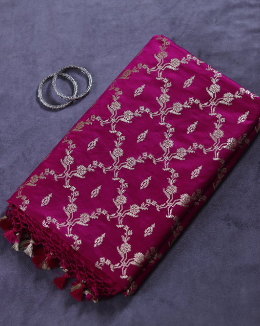 Magenta Semi Mashru Banarasi Silk Saree