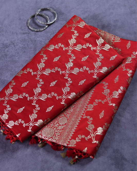 Red Mashru Banarasi Silk Saree