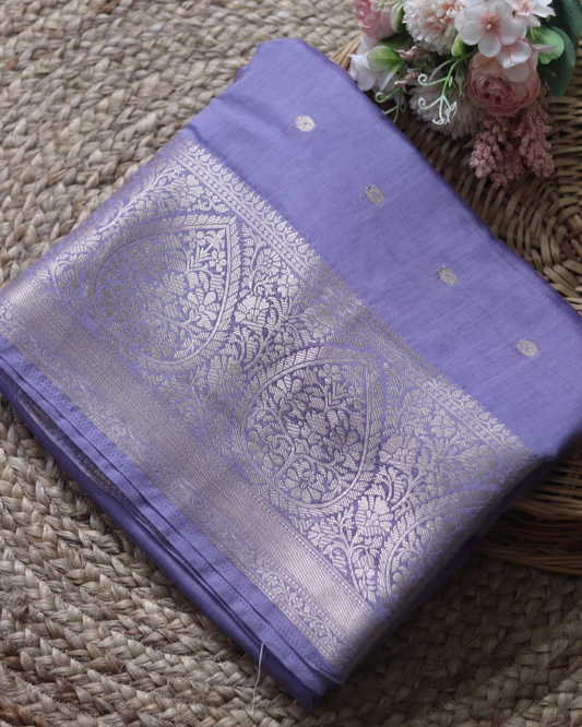 Lilac Cotton Silk Saree