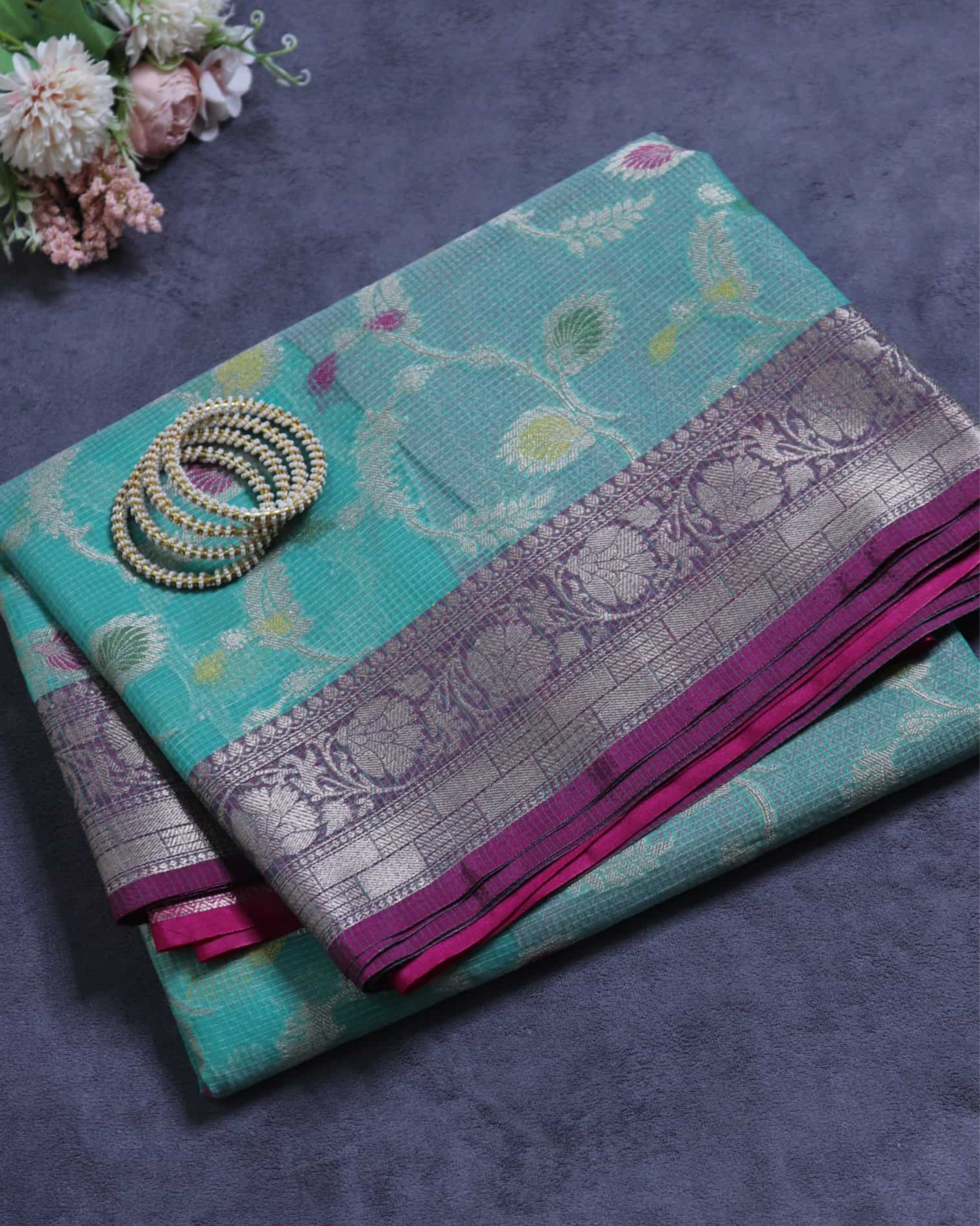 Sea Green Kota Silk Banarasi Saree