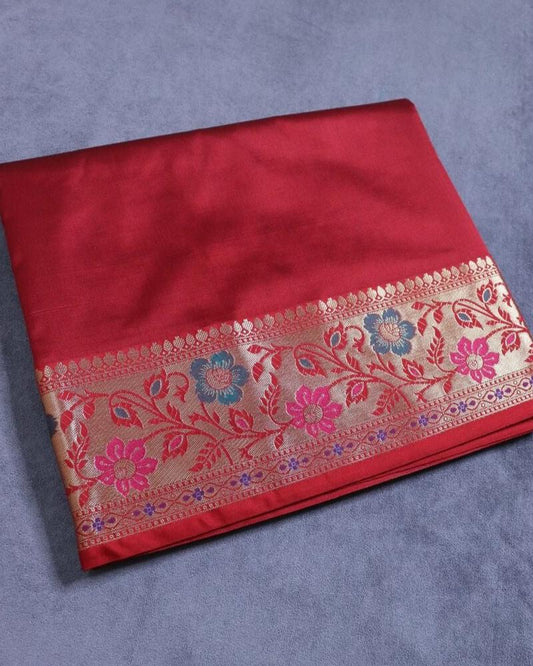 Red and Green Banarasi Silk Saree