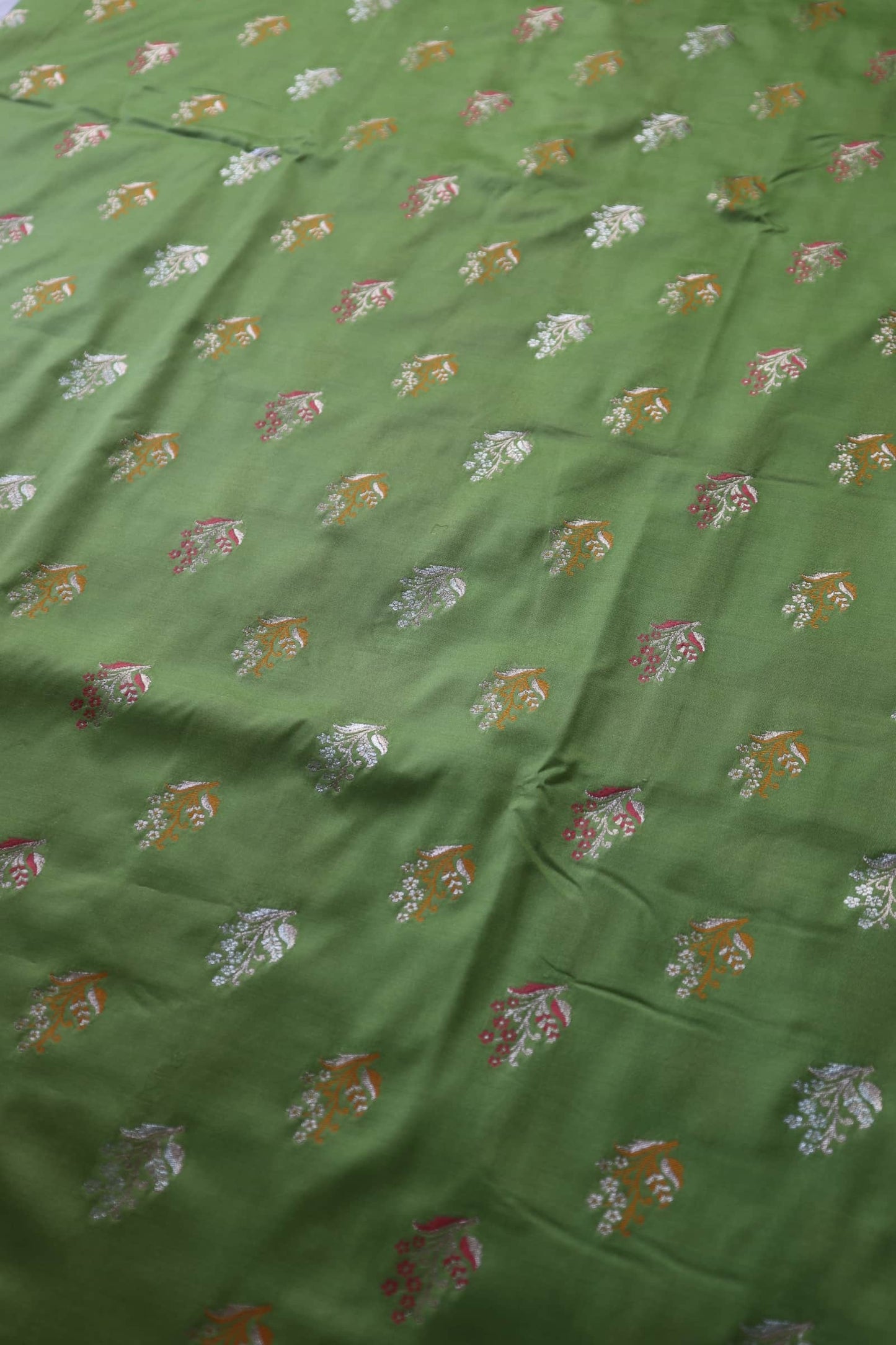 Parrot Green Katan Silk Banarasi Saree