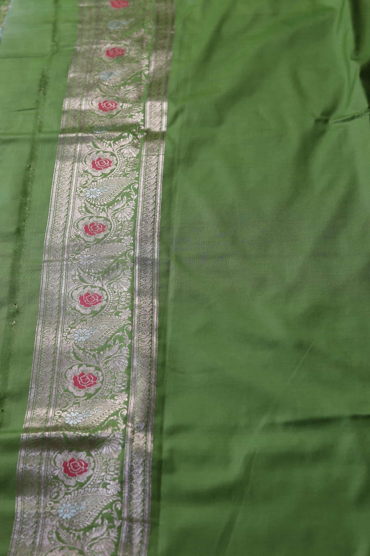 Parrot Green Katan Silk Banarasi Saree