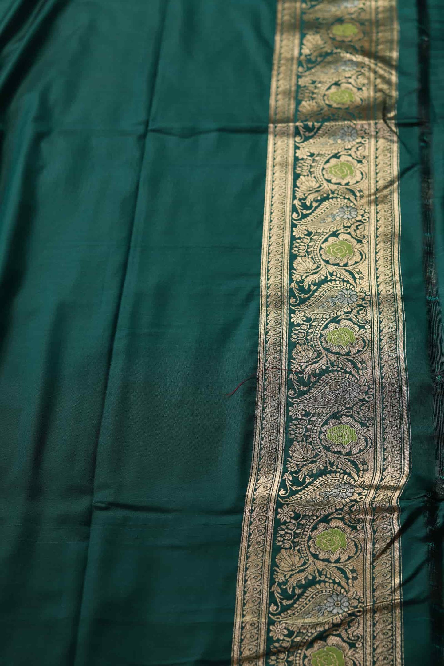 Green Semi Katan Banarasi Silk Saree