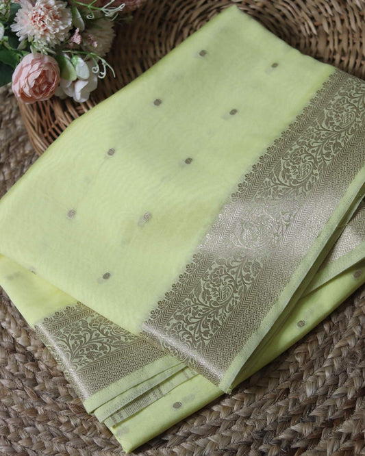 Yellow Cotton Silk Saree