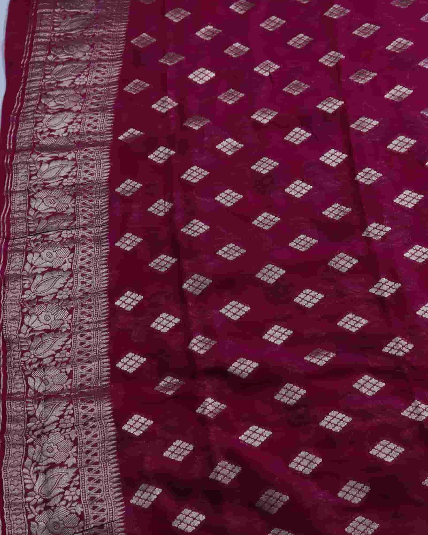 Maroon Semi Georgette Saree