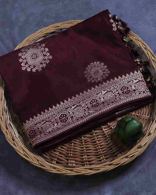 Maroon Crepe Georgette Banarasi Saree