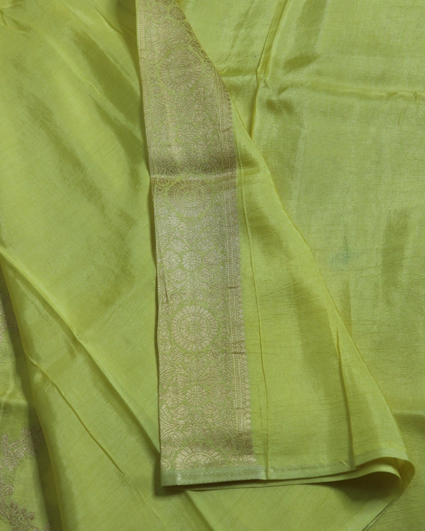 Yellow Crepe Georgette Banarasi Silk Saree