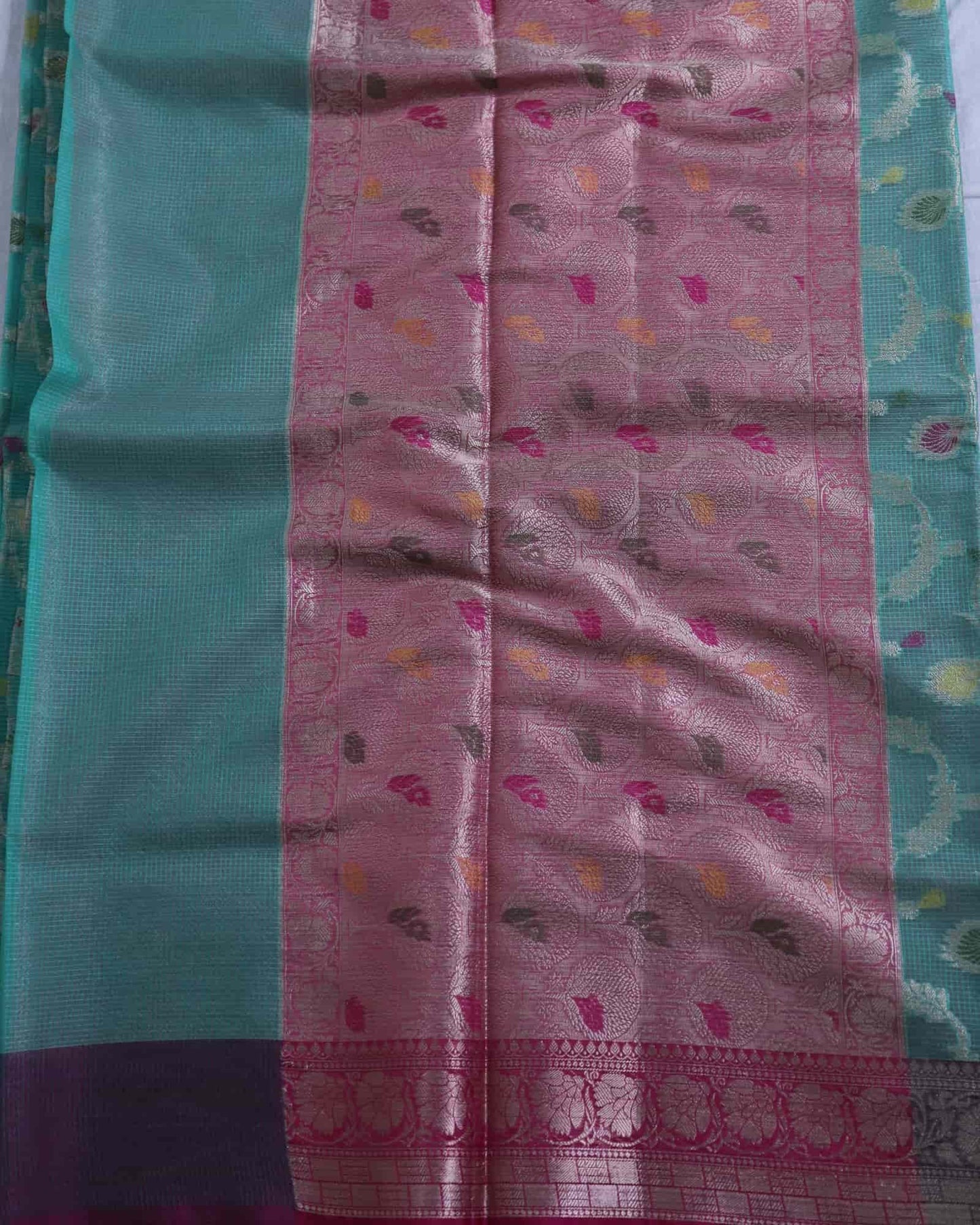 Sea Green Kota Silk Banarasi Saree