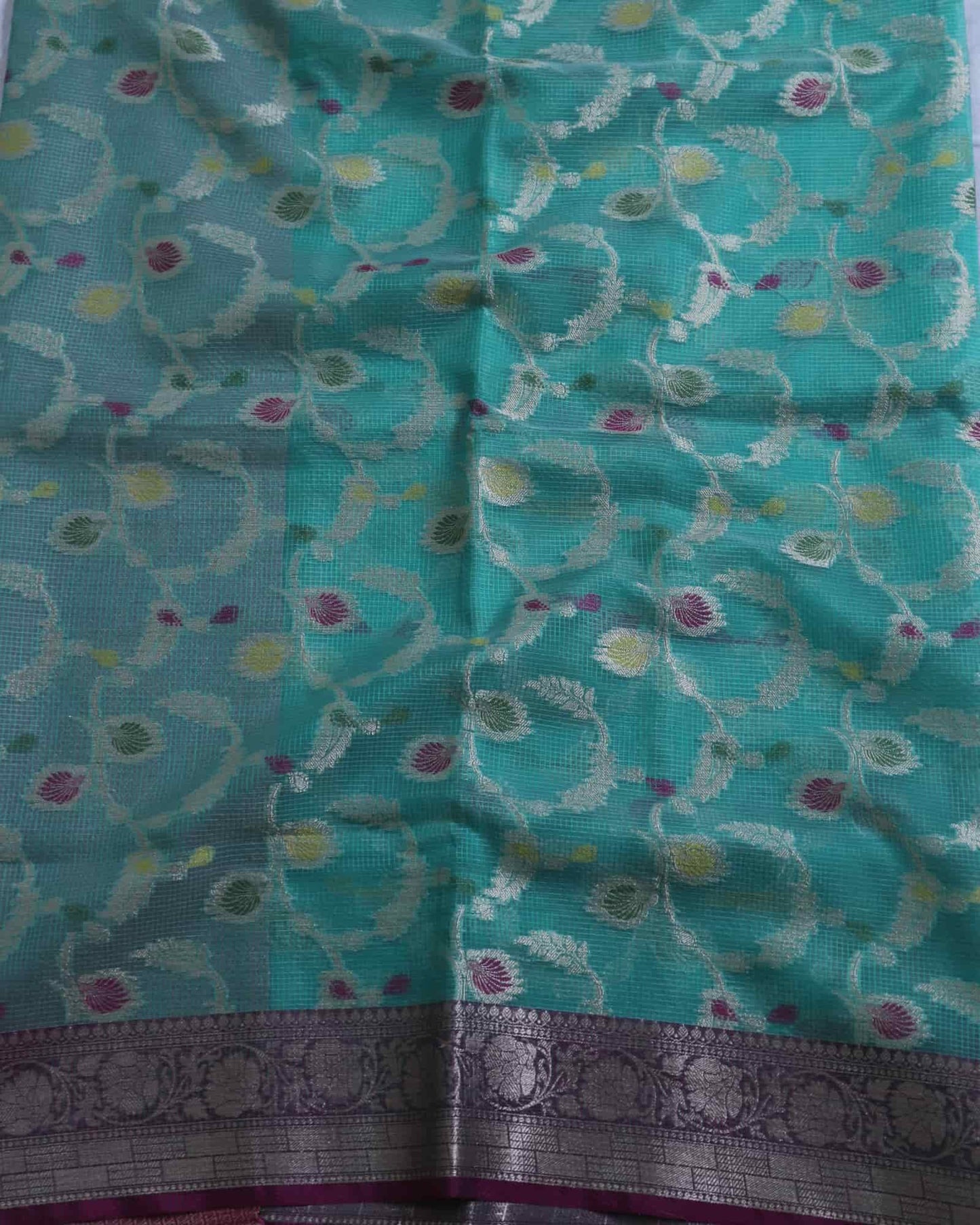 Sea Green Kota Silk Banarasi Saree