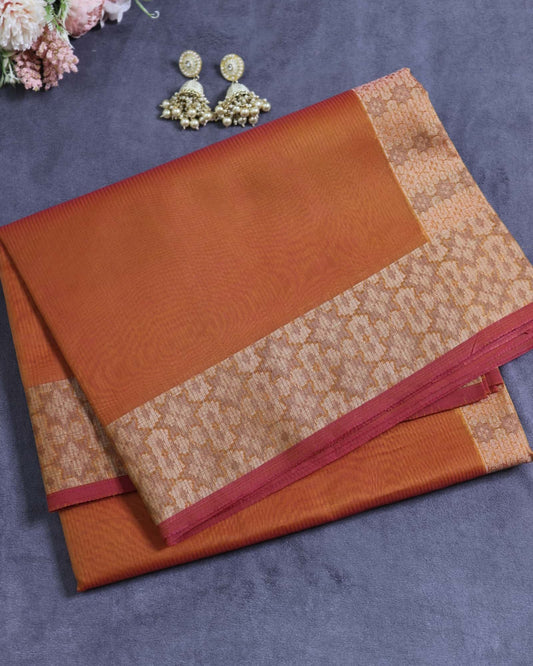 Rust Orange Kota Silk Saree