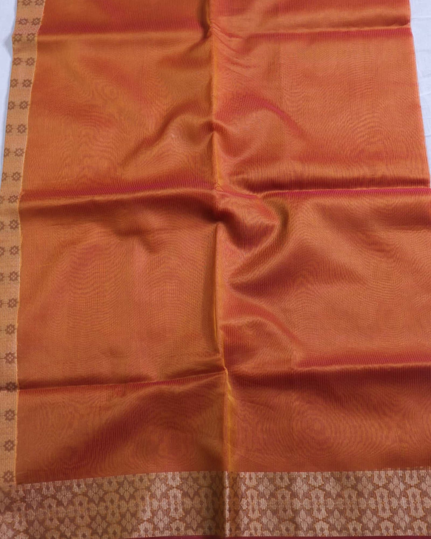 Rust Orange Kota Silk Saree