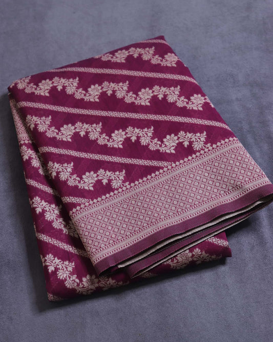 Maroon Cotton Silk Banarasi Saree