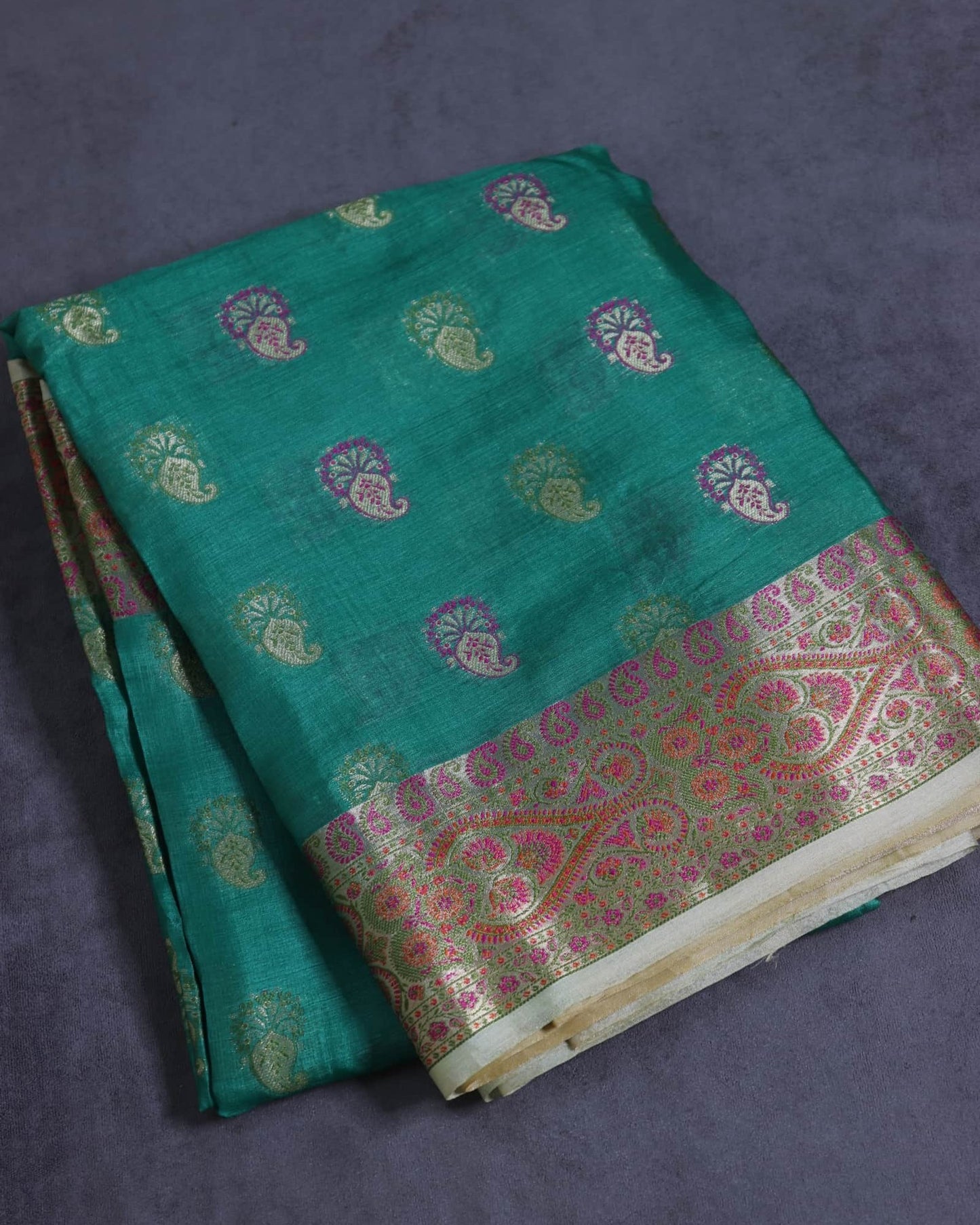 Green Tussar Silk Saree