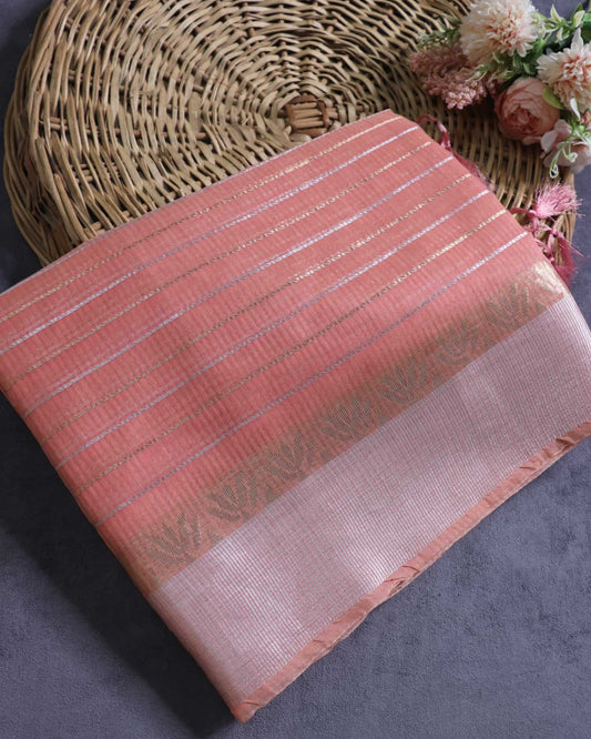 peach Kota Silk Saree