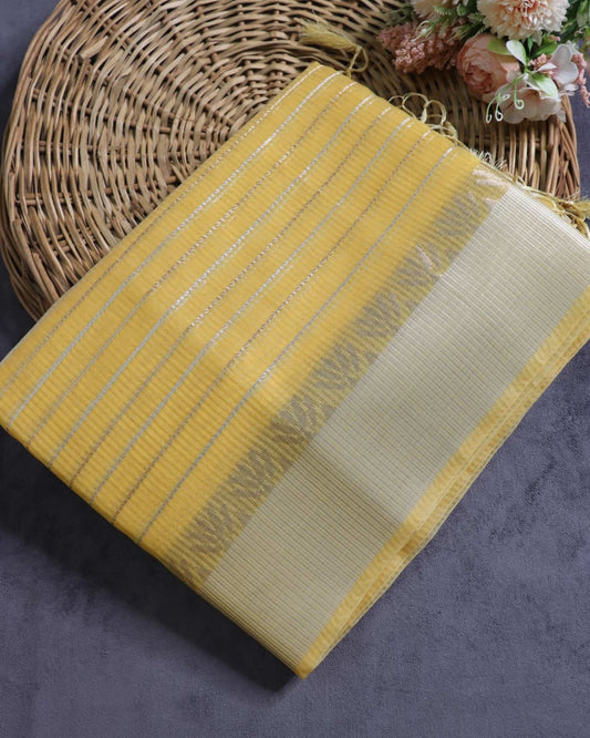 Yellow Kota Silk Saree