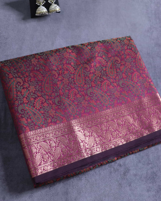 Wine Mashru Silk Saree