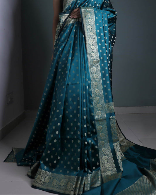 Blue Resham Silk Saree