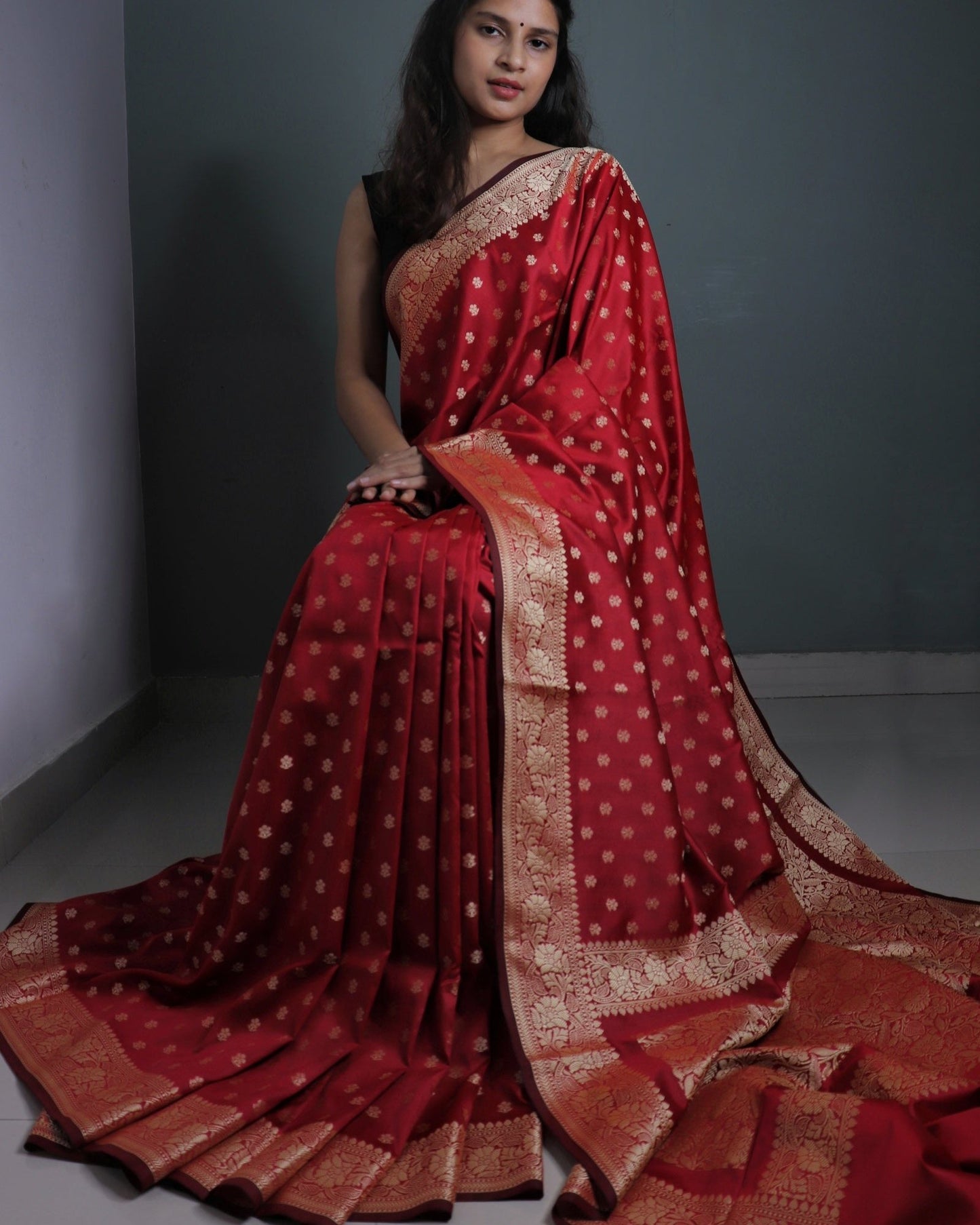 Red Resham Silk Saree