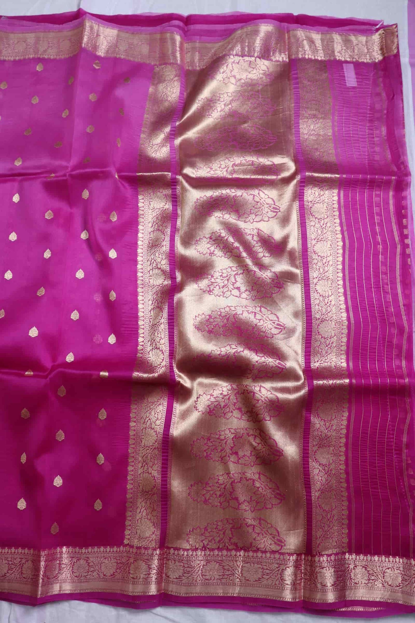 Pink Pure Kora Silk Saree