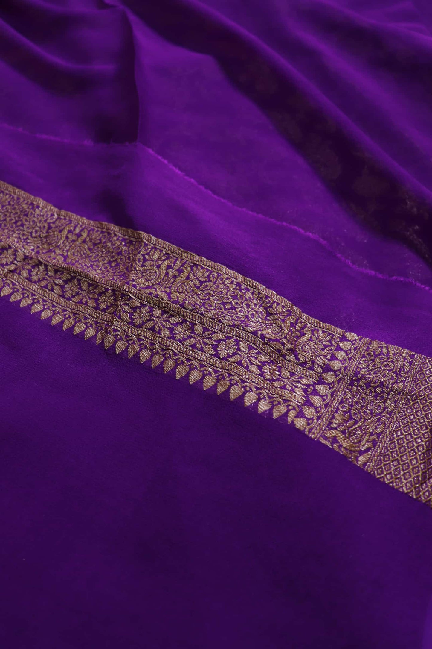 Purple Pure Georgette Saree