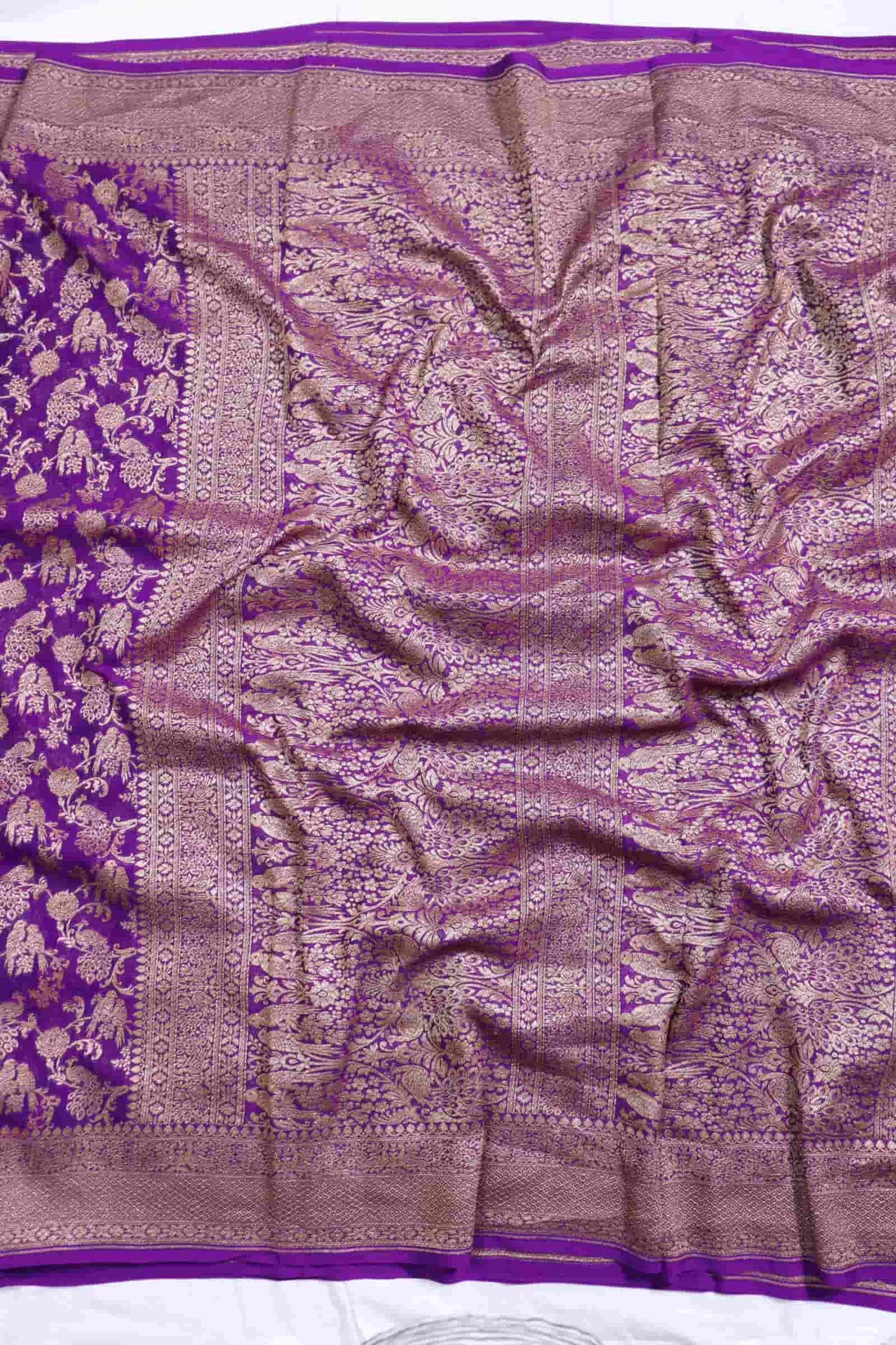 Purple Pure Georgette Saree