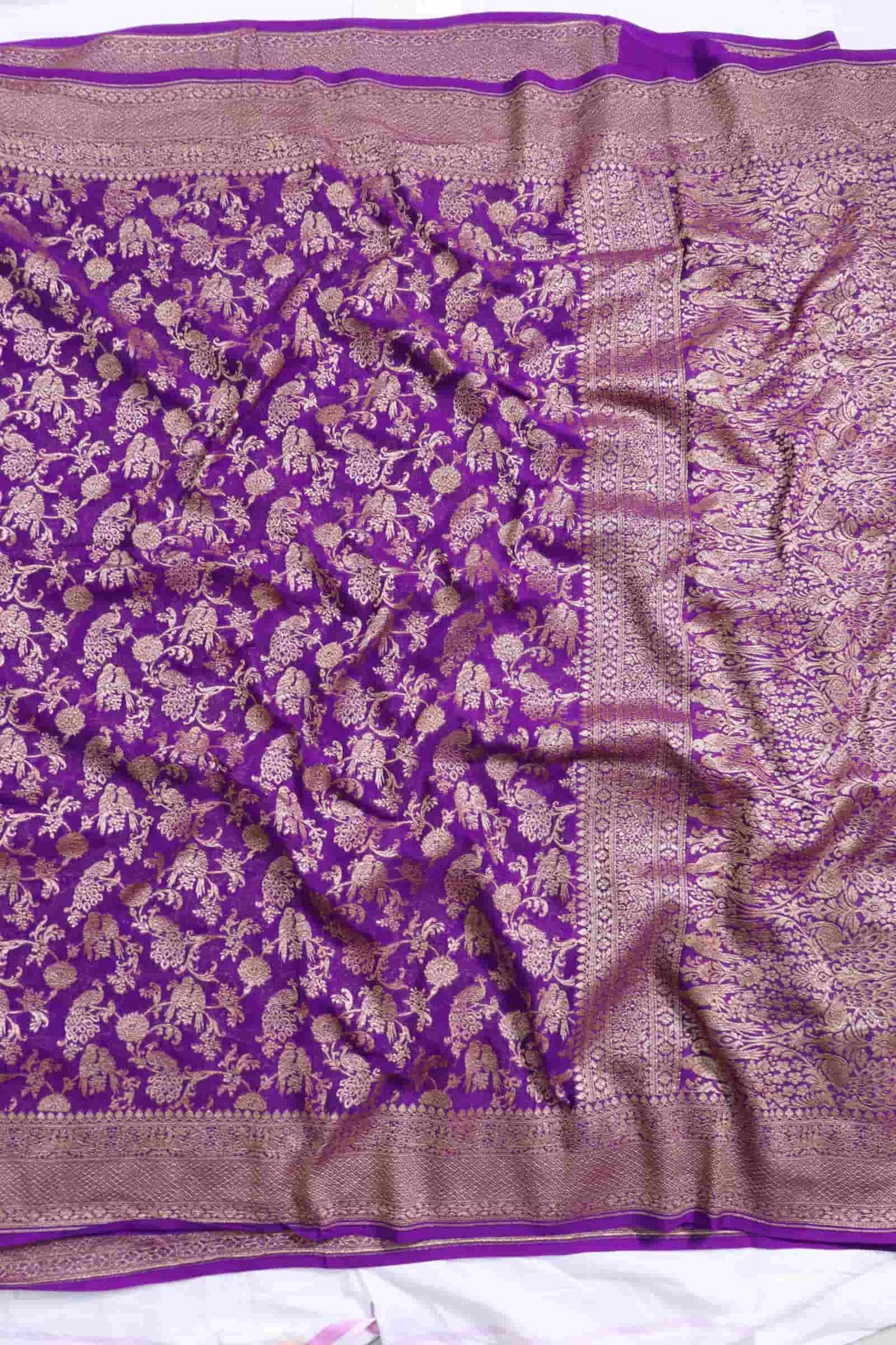 Purple Pure Georgette Saree