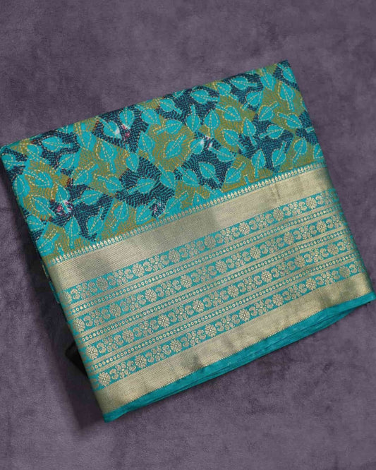 Teal Green Cotton Silk Saree