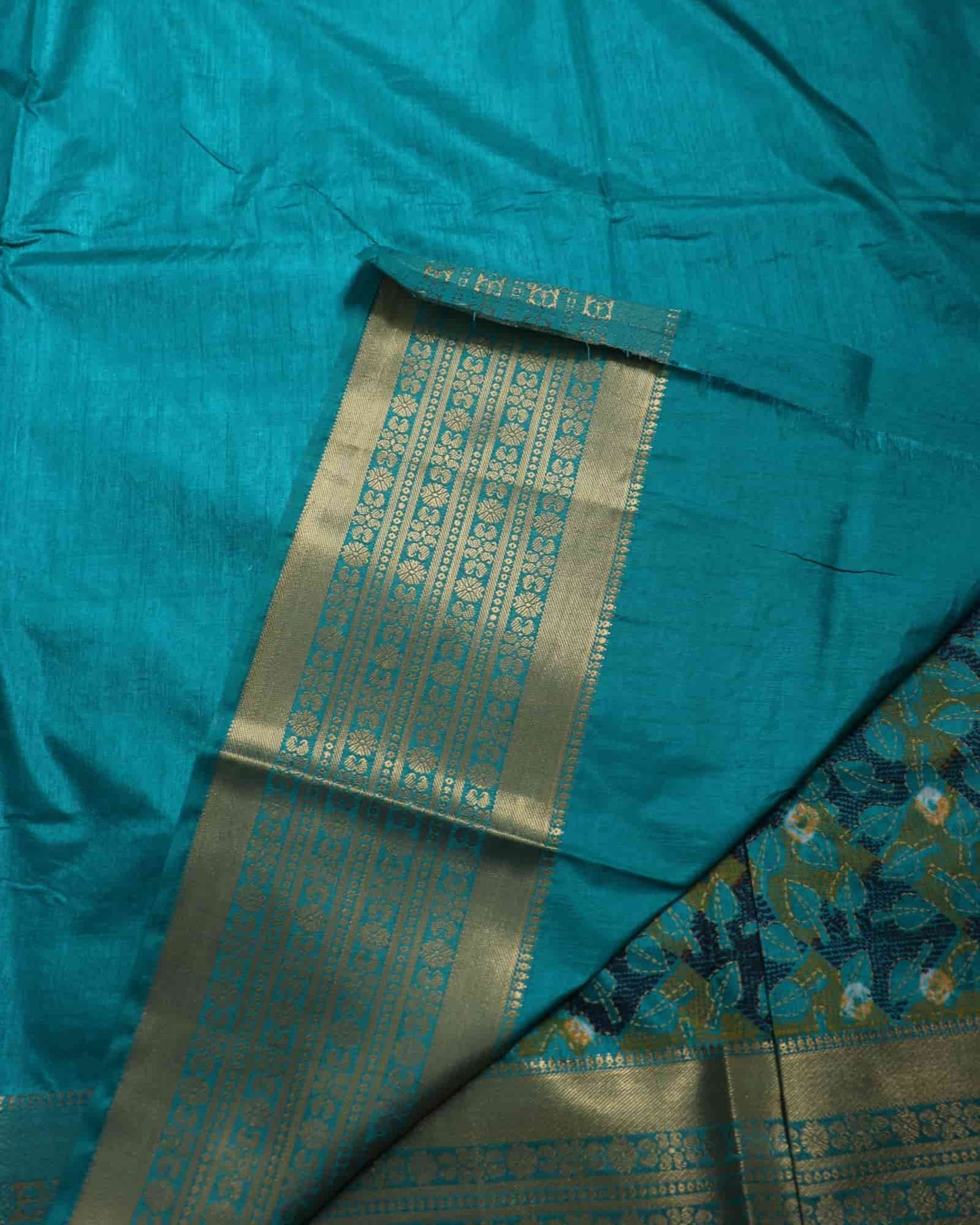 Teal Green Cotton Silk Saree