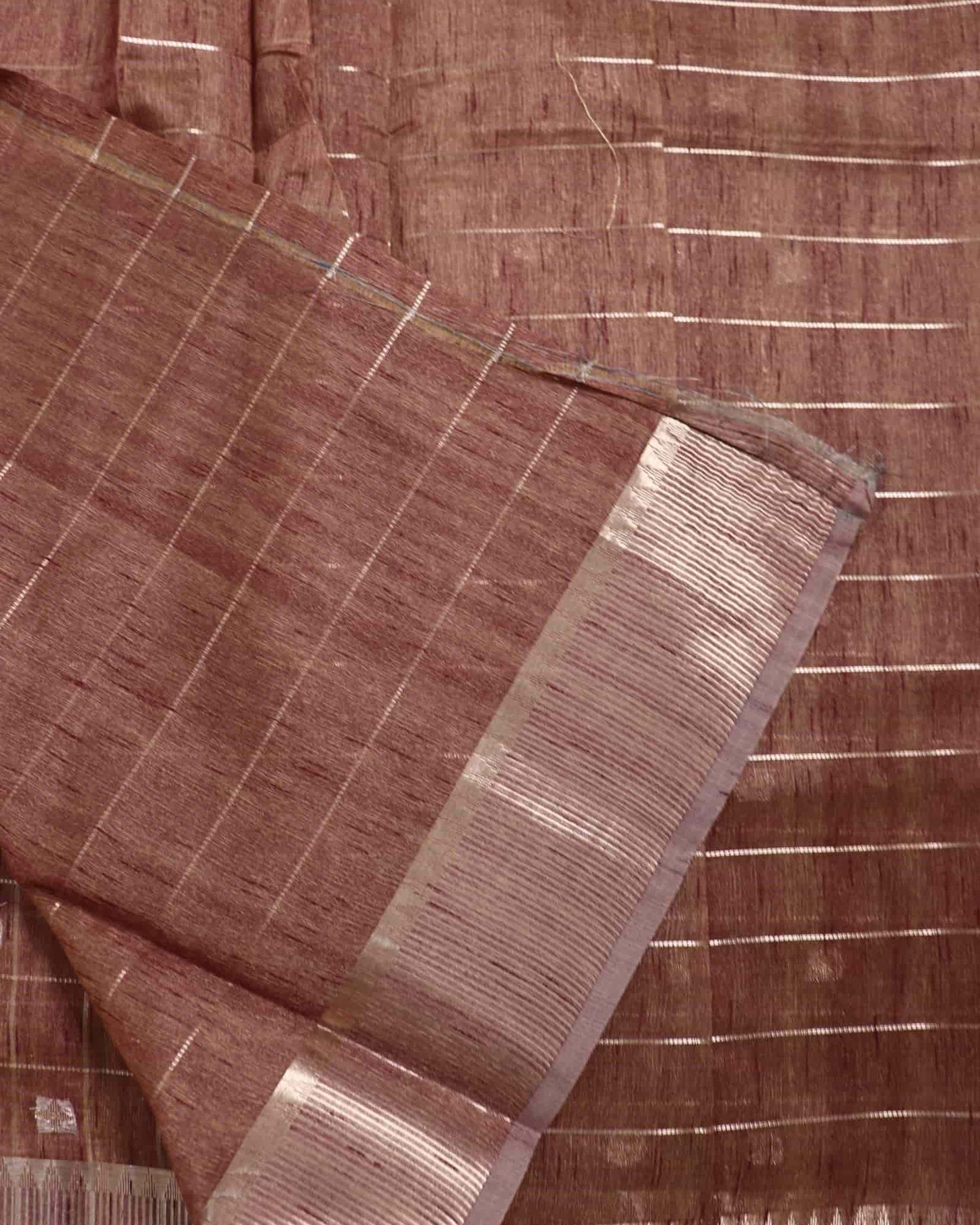 Brown Tussar Silk Saree