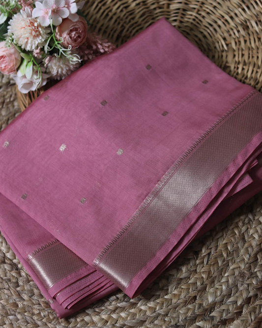 Onion color Cotton Silk Banarasi Saree